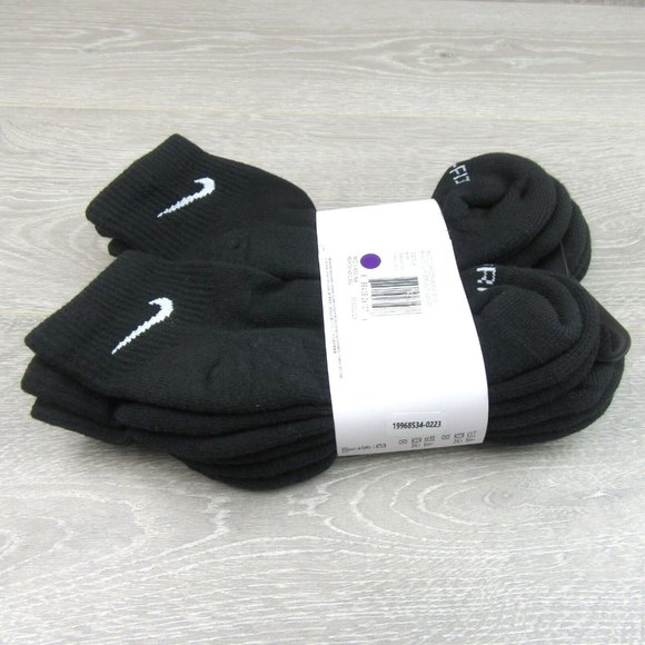 Nike Everyday Plus Ankle Socks Black 6 Pack Womens 6-10 / Youth 5Y-7Y NEW - Picture 7 of 9